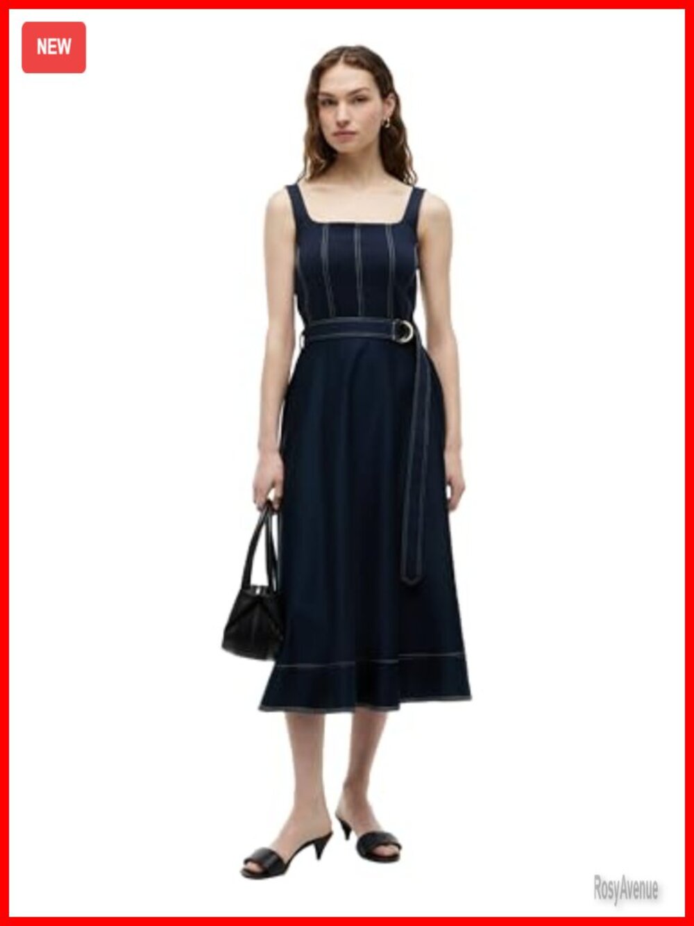 Sleeveless Tank Dress with Belt Business Casual A-Line